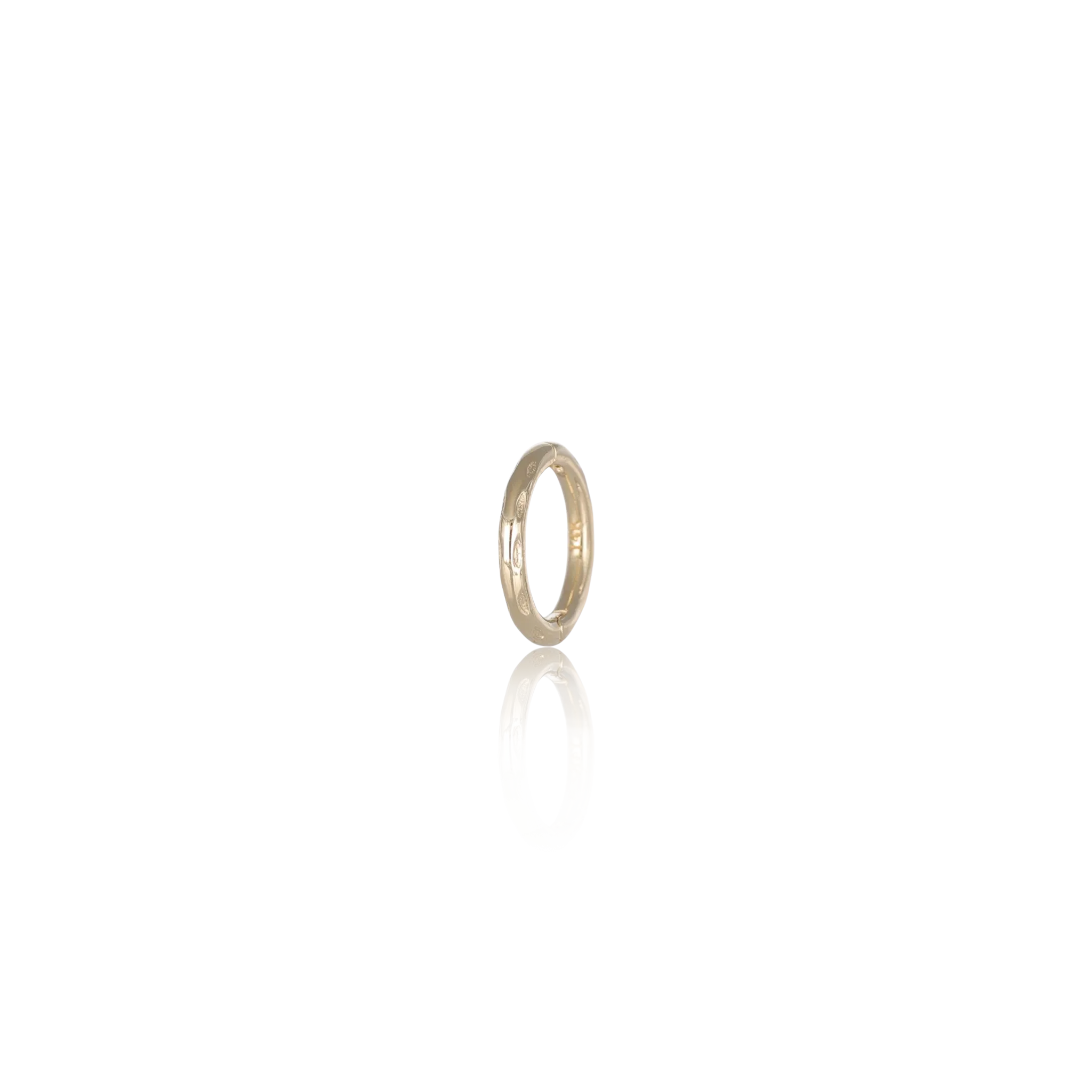 14K Gold Textured Clicker Hoop • 6mm