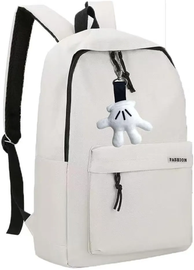 18 inches Mouse Design Backpack with Palm Pendant, 2 Piece Set (white)