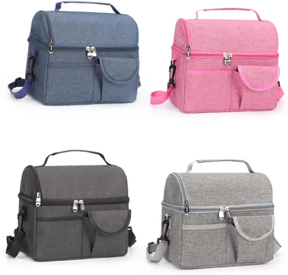 1Pc Large Double Insulated Diaper Bag Fresh Keeping Packet for Essentials Stylish Black Insulation Bag for Lunch Snacks More Lightweight Design