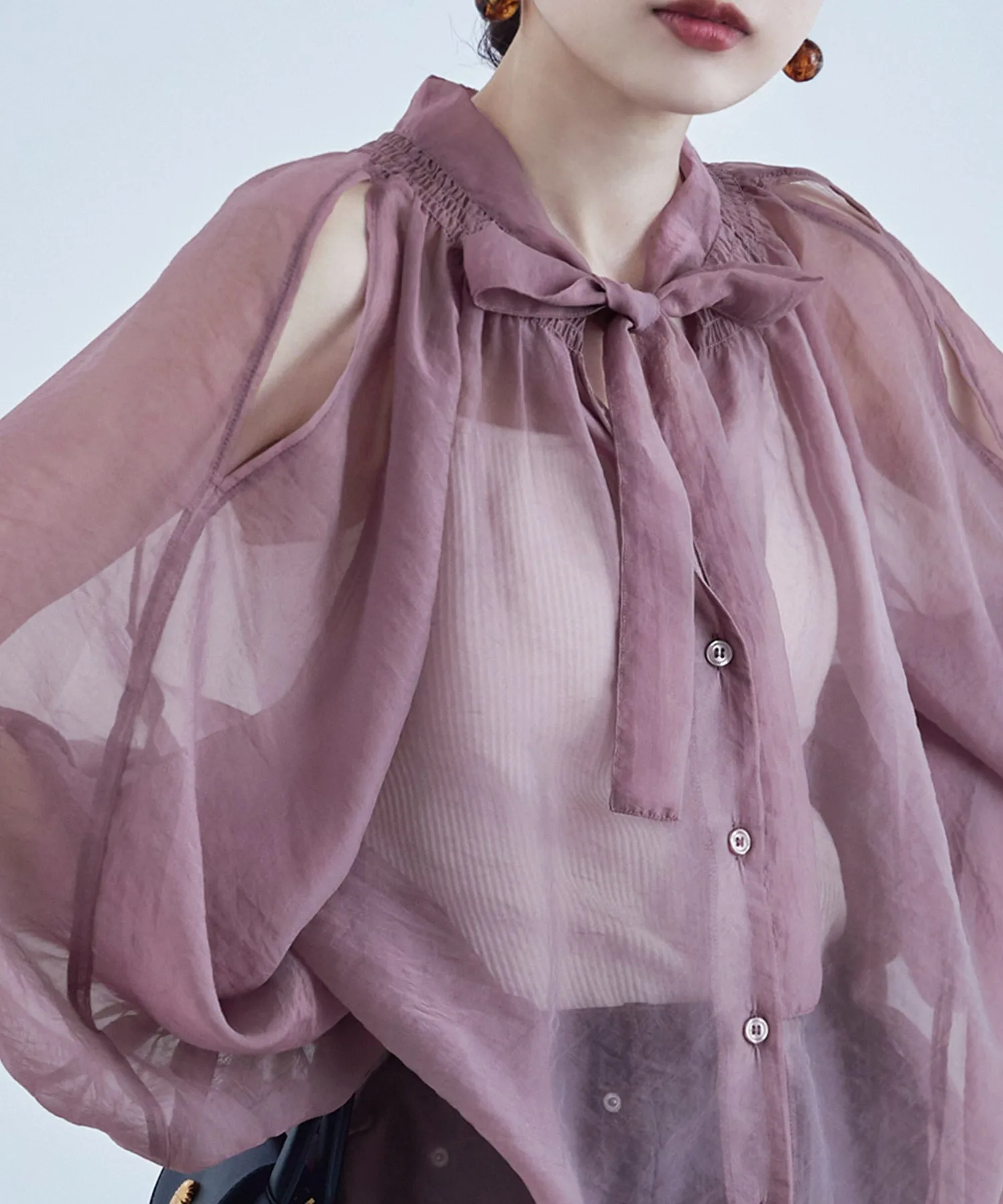2way bowtie sheer blouse