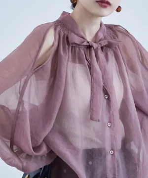 2way bowtie sheer blouse