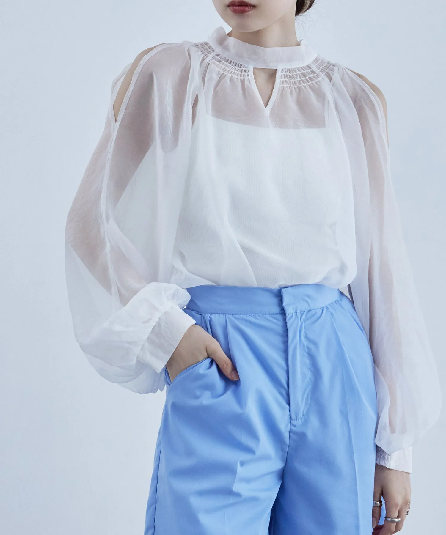 2way bowtie sheer blouse
