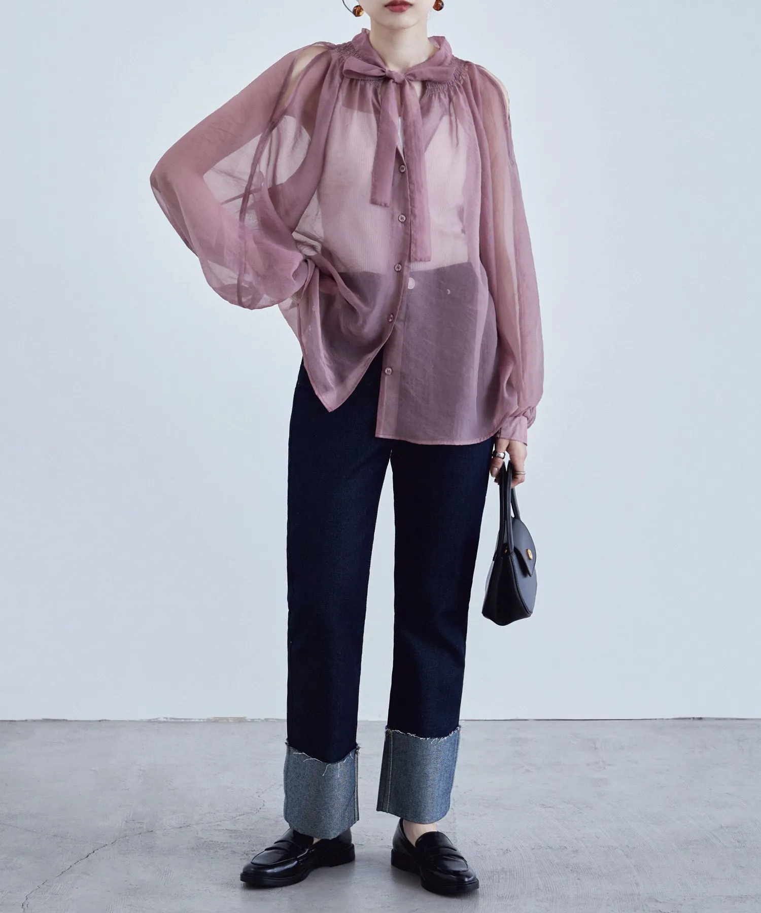 2way bowtie sheer blouse