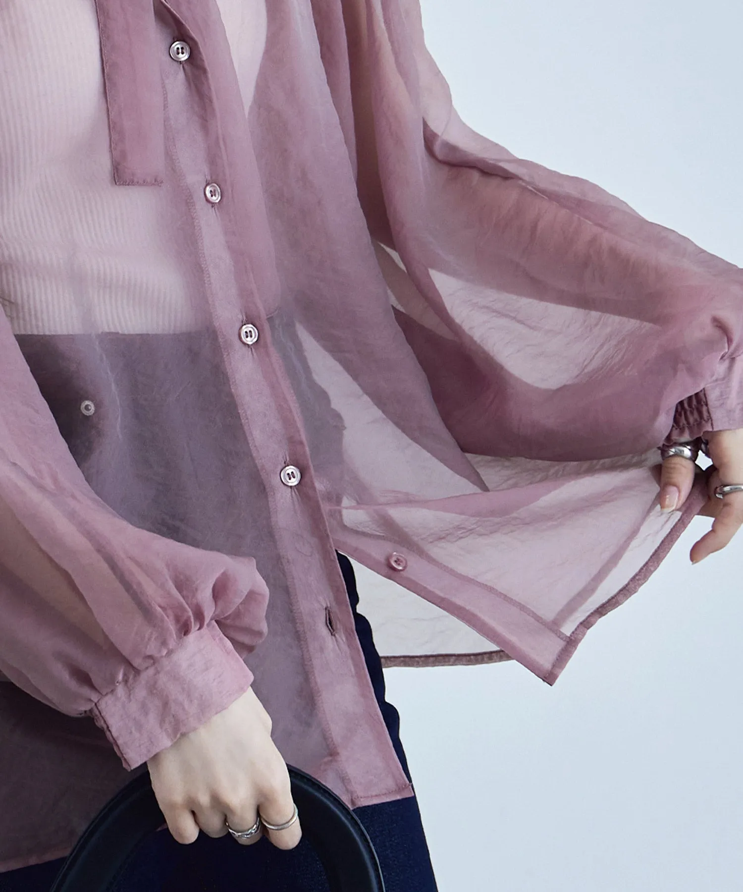 2way bowtie sheer blouse