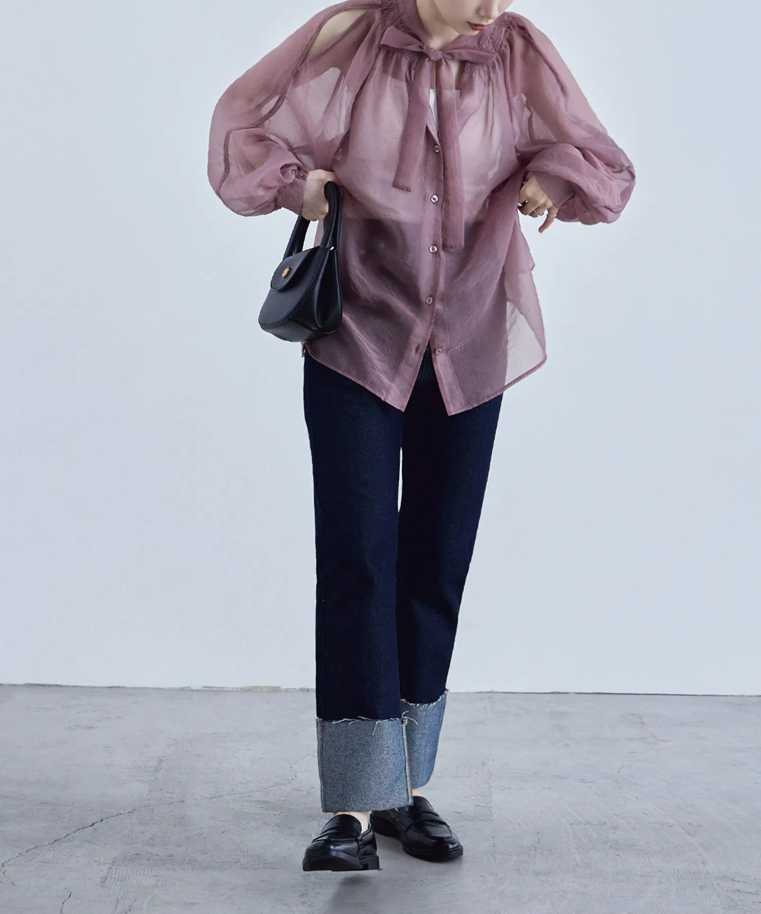 2way bowtie sheer blouse