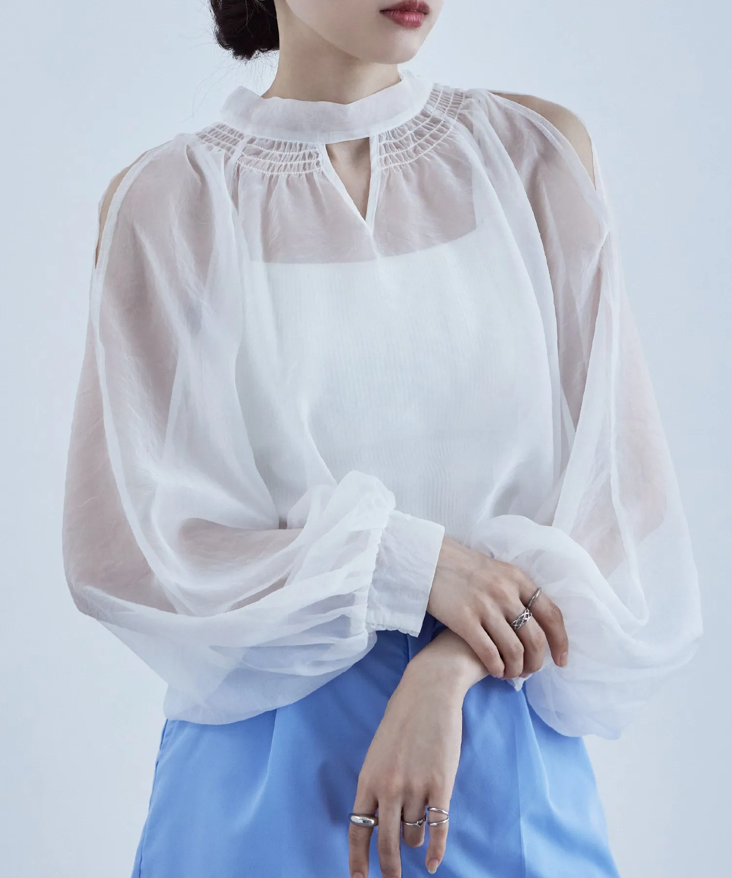 2way bowtie sheer blouse