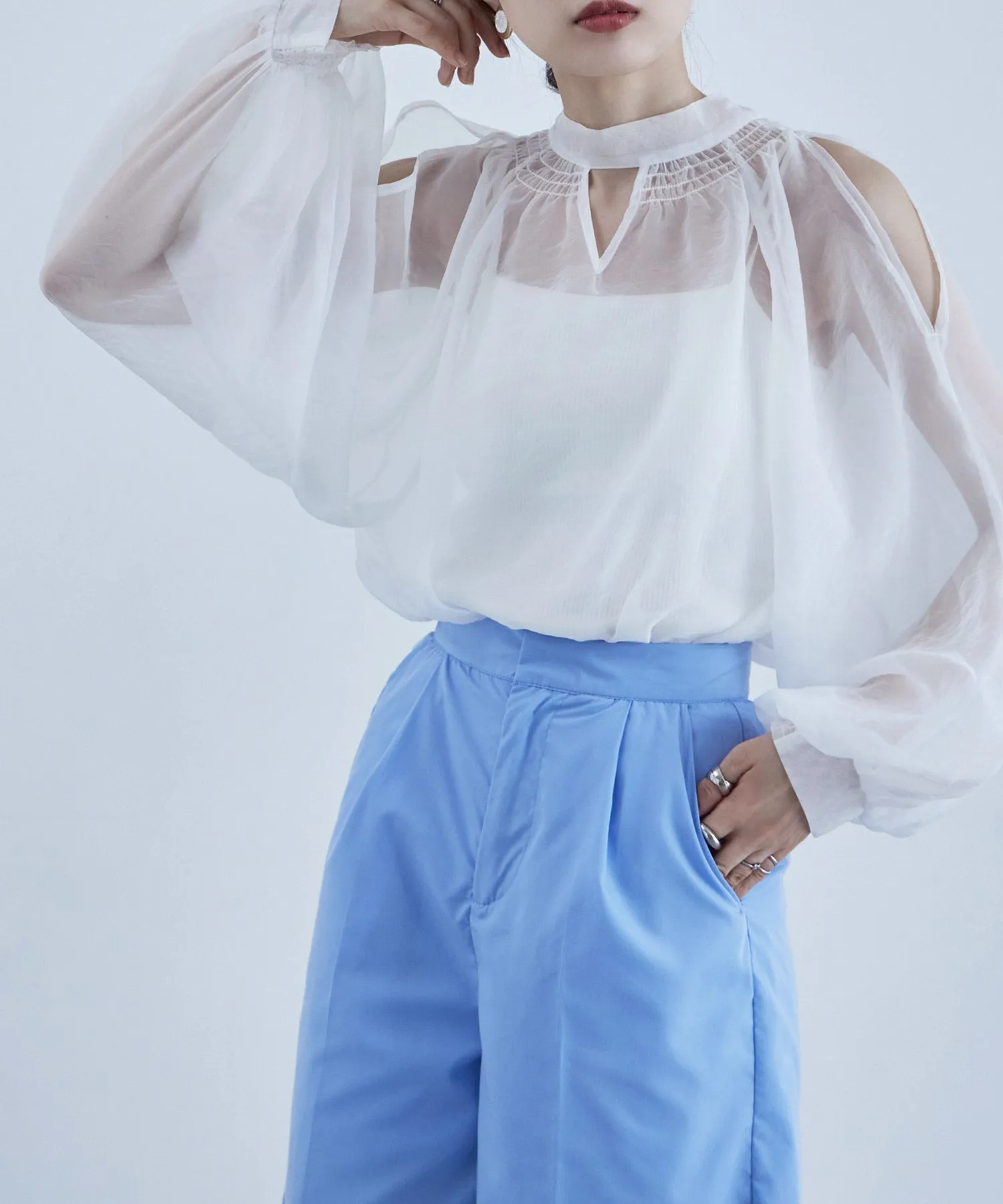2way bowtie sheer blouse