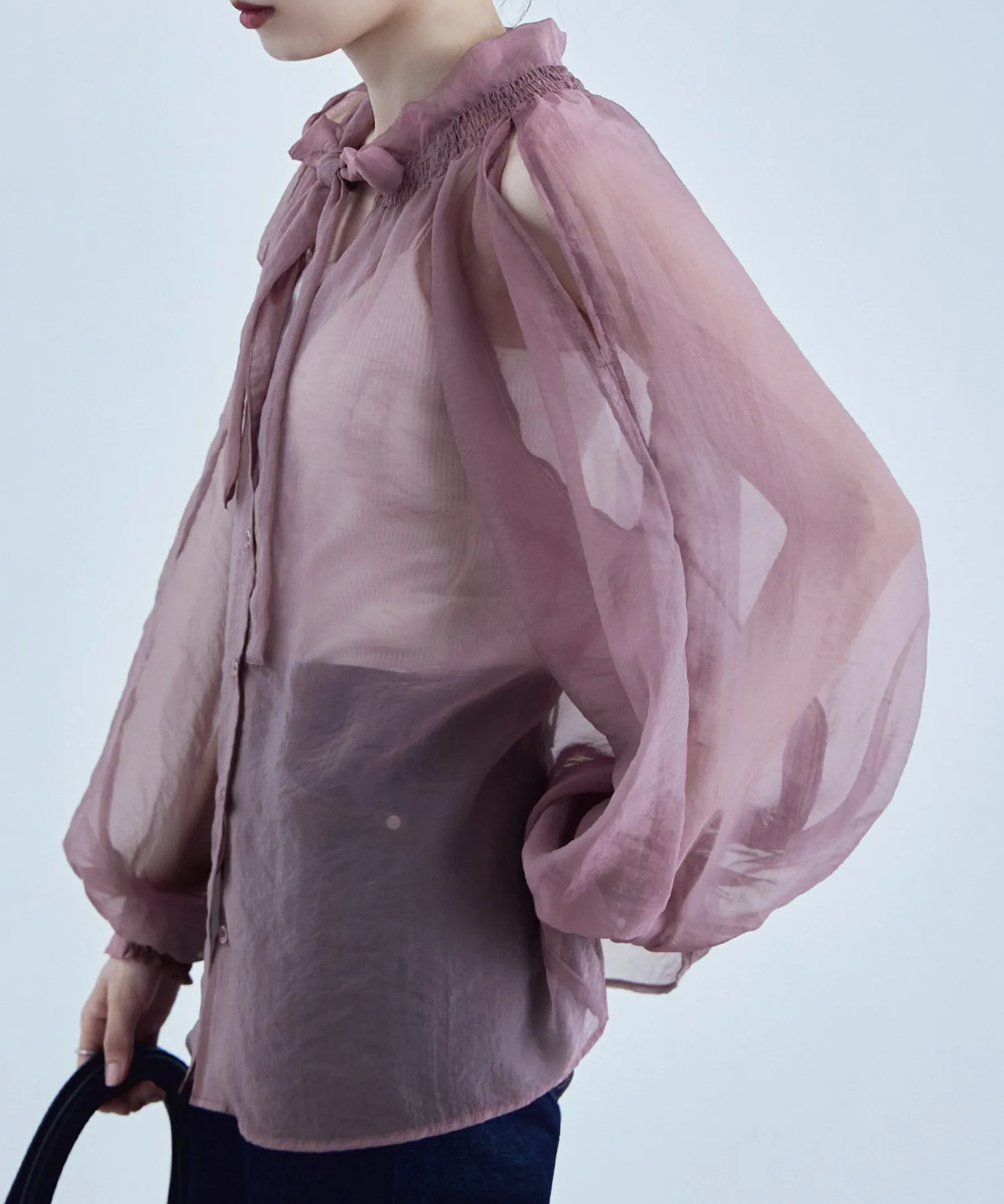 2way bowtie sheer blouse