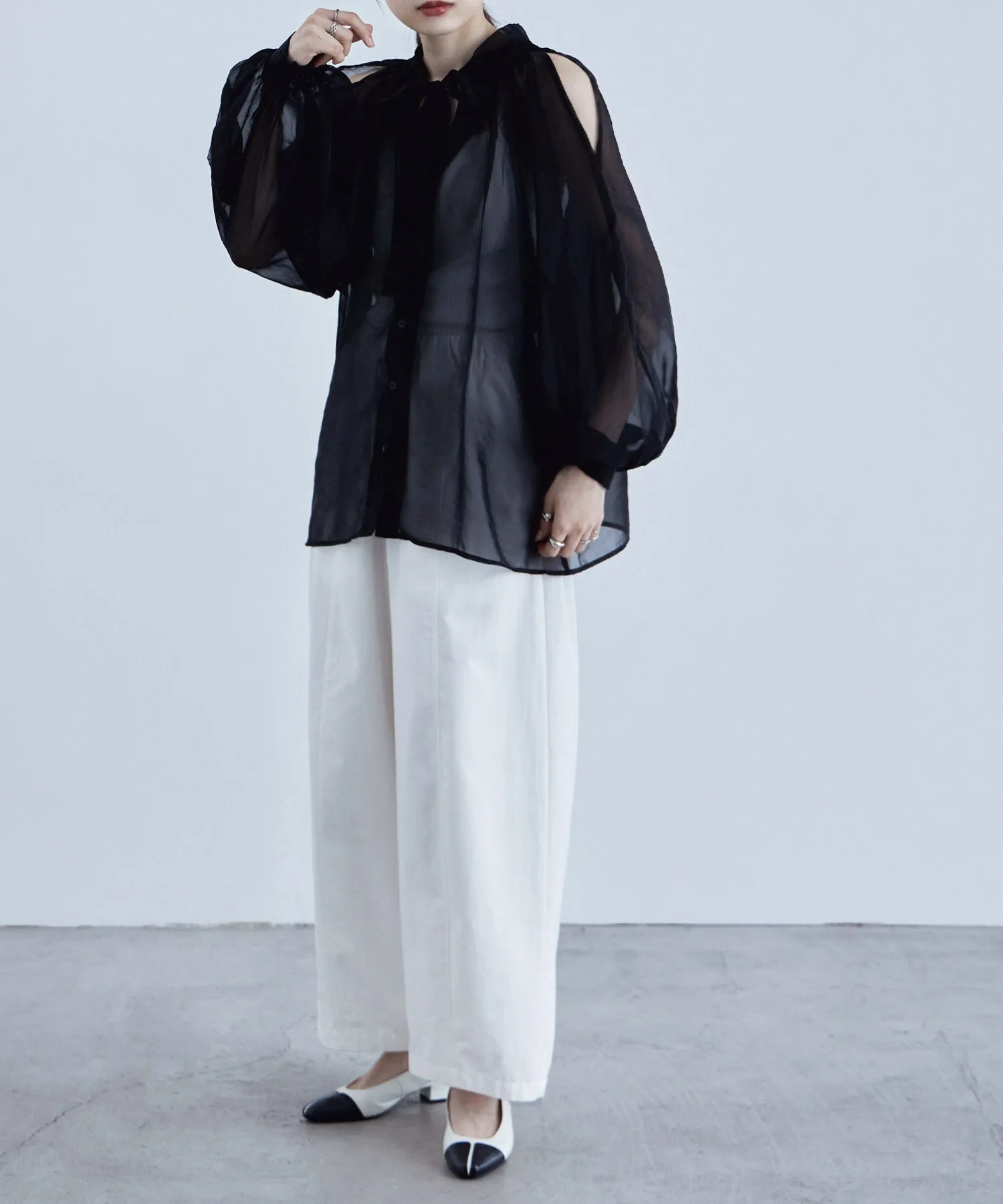 2way bowtie sheer blouse