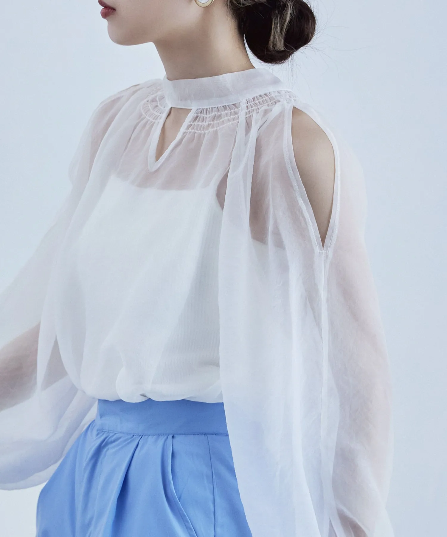 2way bowtie sheer blouse