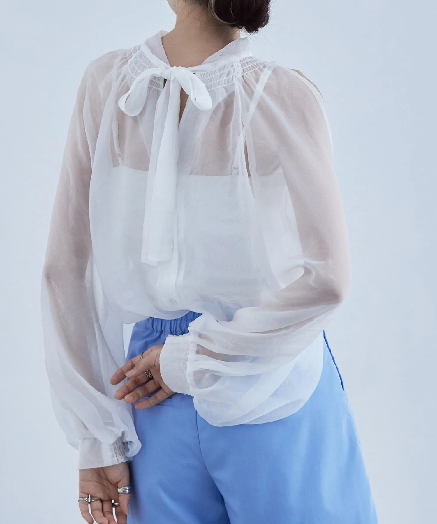 2way bowtie sheer blouse