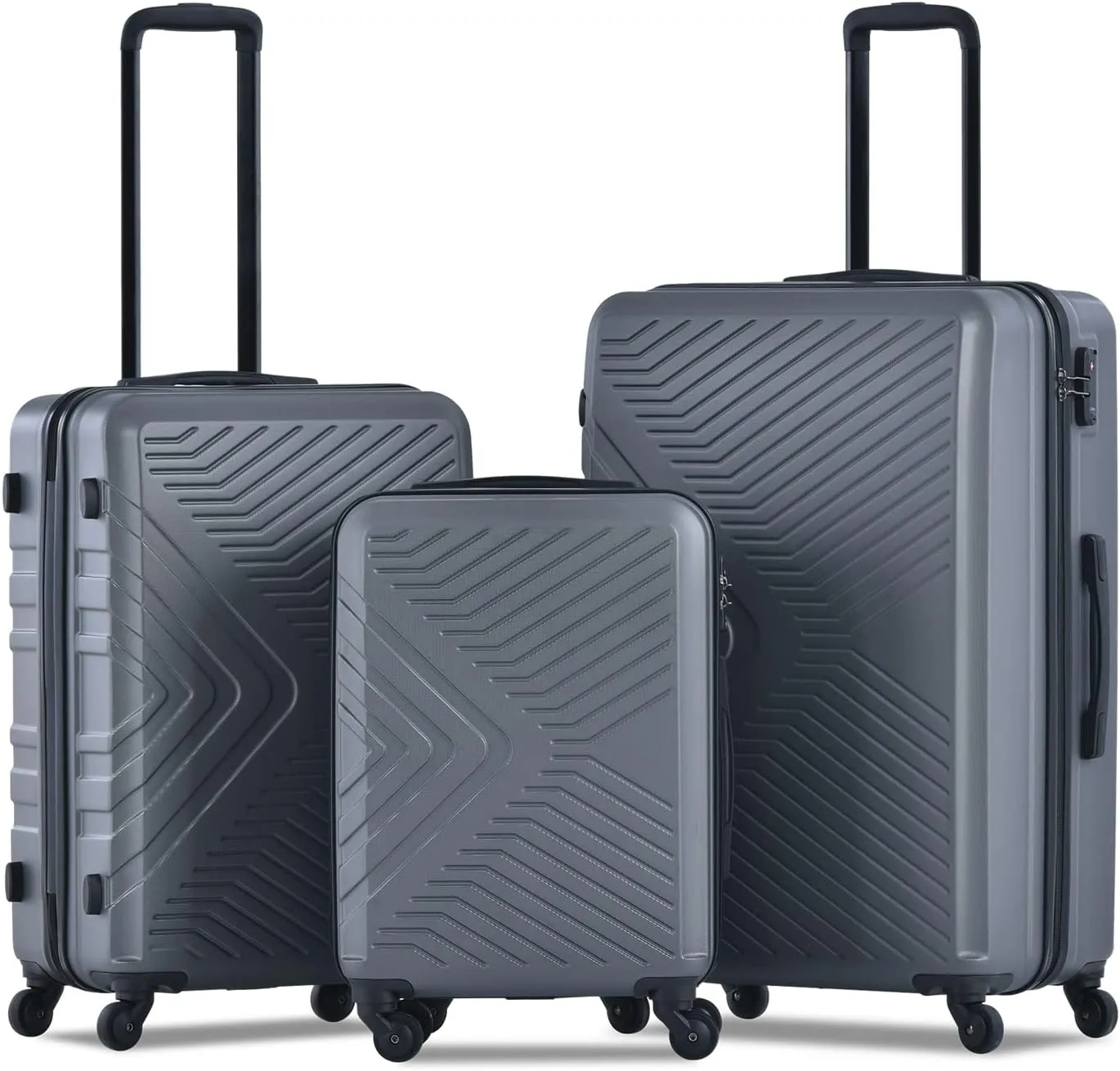 3 Piece Lightweight Suitcase Set for Travel, Hard-Shell Design, Easy to Maneuver Spinner Wheels, Gray