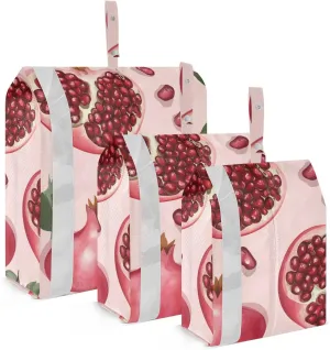 3 Set Travel Packing Cubes For Suitcases, Fresh Pomegranate Fruit Blush, Stackable, Garment Bag Closet Storage, Luggage Space Saver, Organizadores De Maletas Para