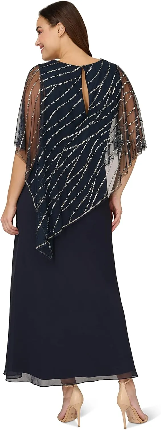 Adrianna Papell Women's Plus Size Beaded Popover Midi Dress