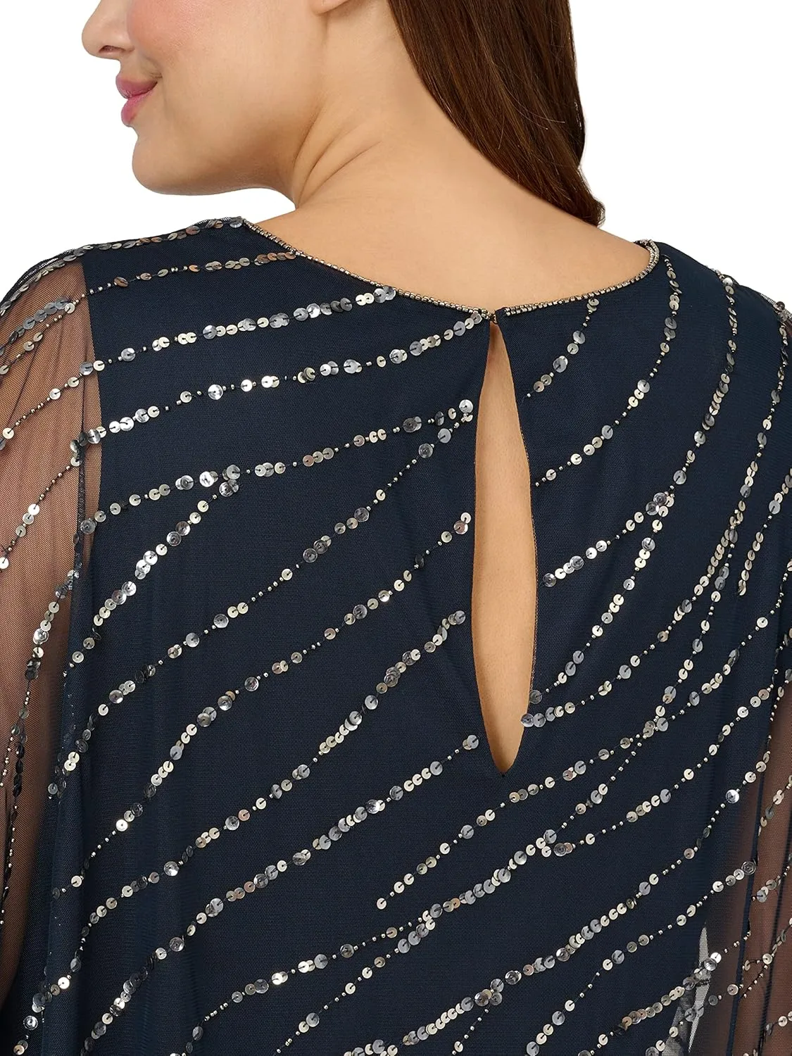 Adrianna Papell Women's Plus Size Beaded Popover Midi Dress