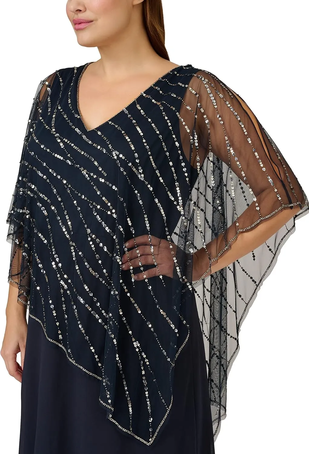 Adrianna Papell Women's Plus Size Beaded Popover Midi Dress