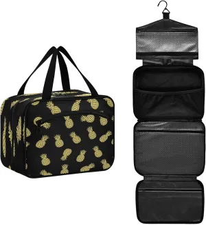 ALAZA Cool Pineapple Fruit Toiletry Bag Men and Women Travel Hanging Makeup Cosmetic Bag Toiletries Accessories M