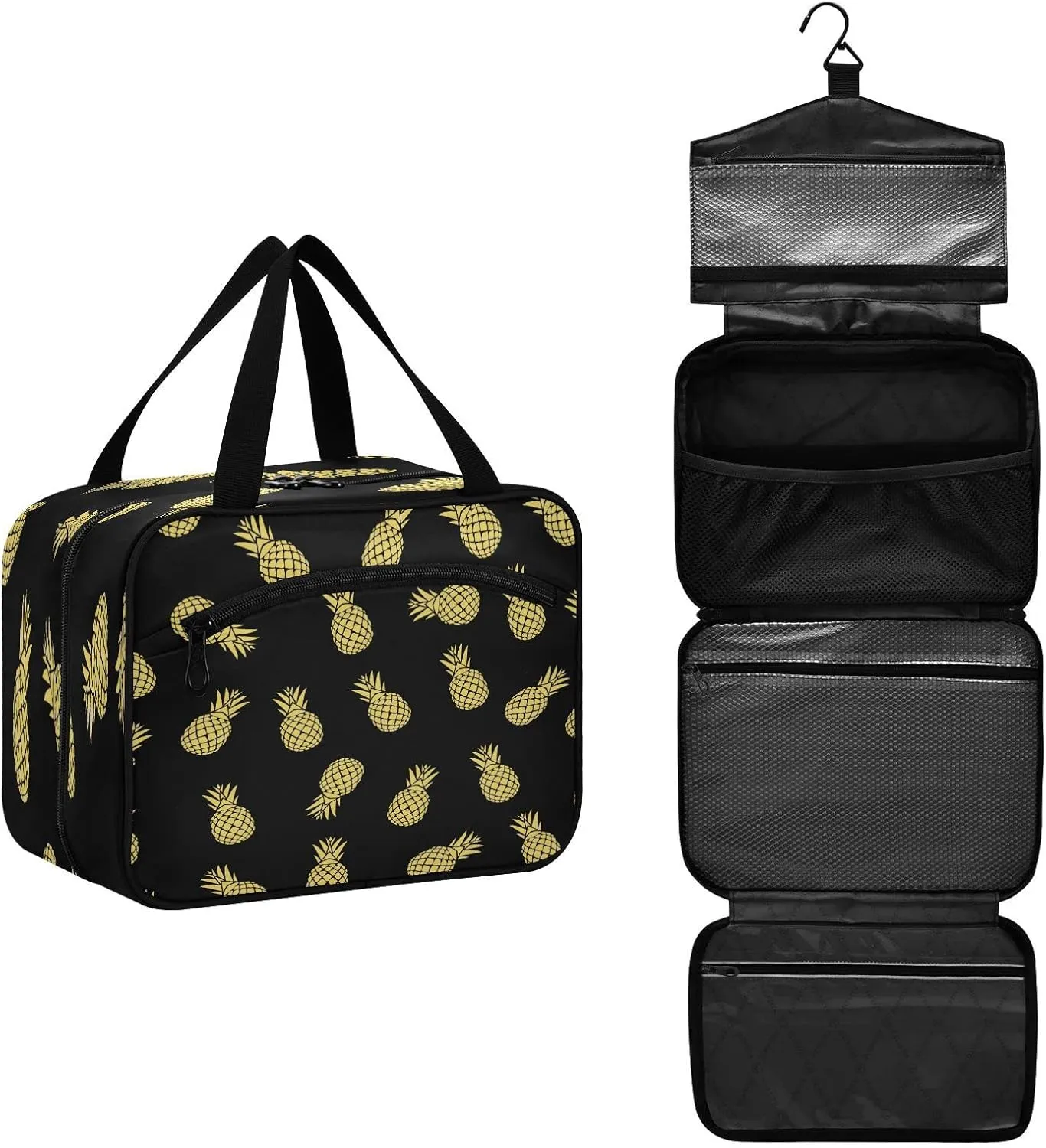 ALAZA Cool Pineapple Fruit Toiletry Bag Men and Women Travel Hanging Makeup Cosmetic Bag Toiletries Accessories M