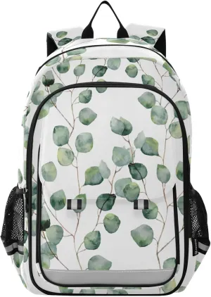 ALAZA Fresh Green Plant Eucalyptus Leaves Casual Daypacks Bookbag Bag