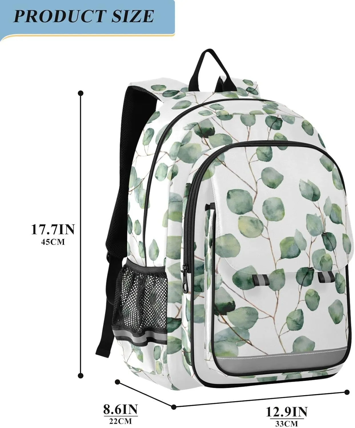 ALAZA Fresh Green Plant Eucalyptus Leaves Casual Daypacks Bookbag Bag