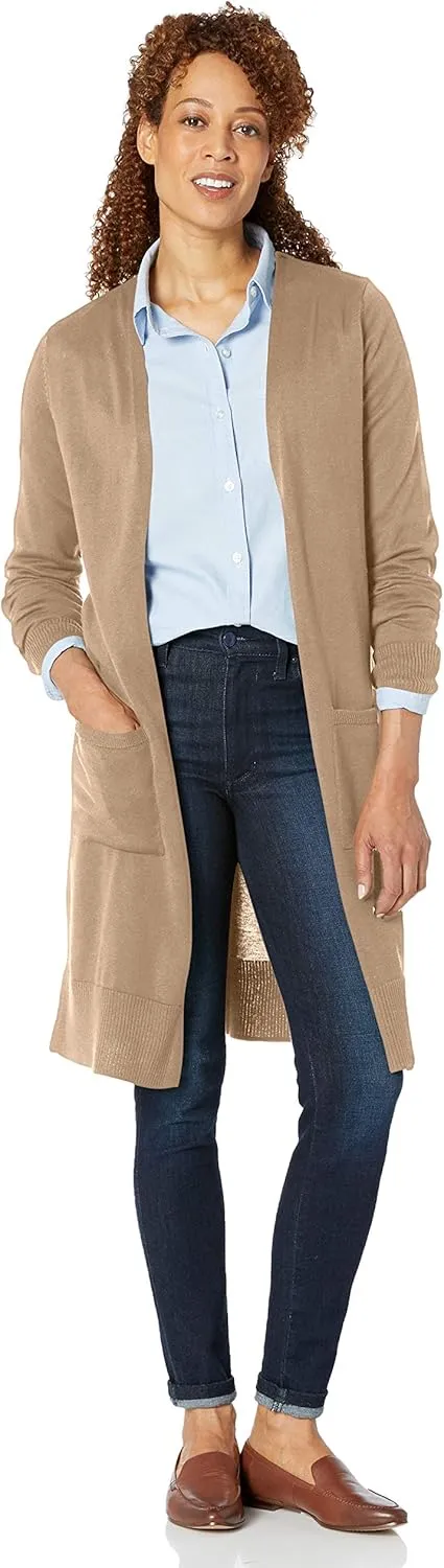 Amazon Essentials Women's Lightweight Longer Length Cardigan Sweater (Available in Plus Size)