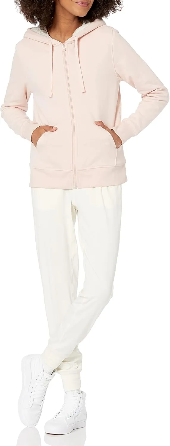 Amazon Essentials Women's Sherpa-Lined Fleece Full-Zip Hooded Jacket (Available in Plus Size)