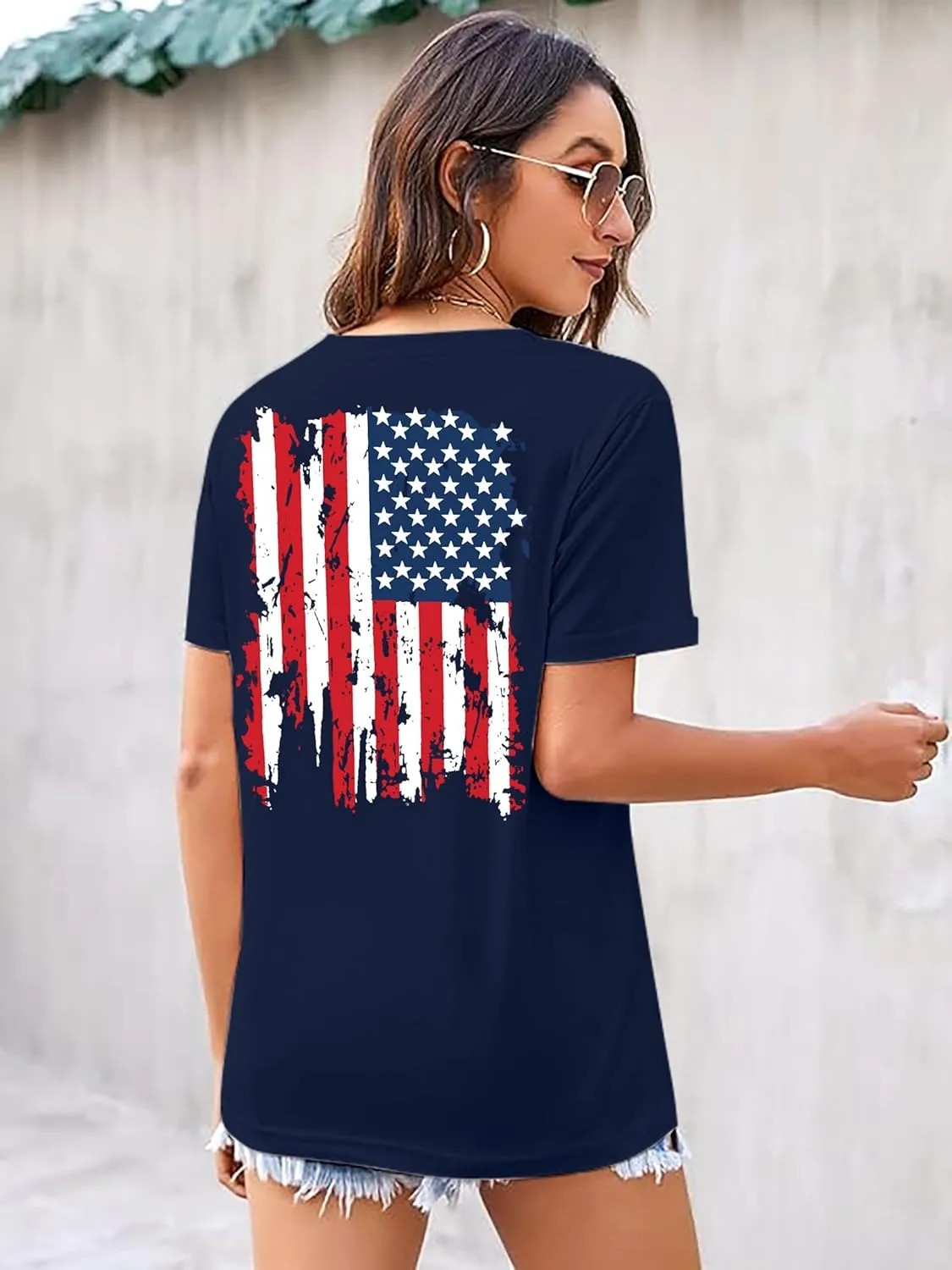 American Flag Shirts for Women: 4th of July T Shirt Funny USA Print Tees Patriotic Casual Short Sleeve Tops