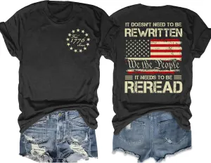 American Flag Shirts for Women: 4th of July T Shirt Funny USA Print Tees Patriotic Casual Short Sleeve Tops