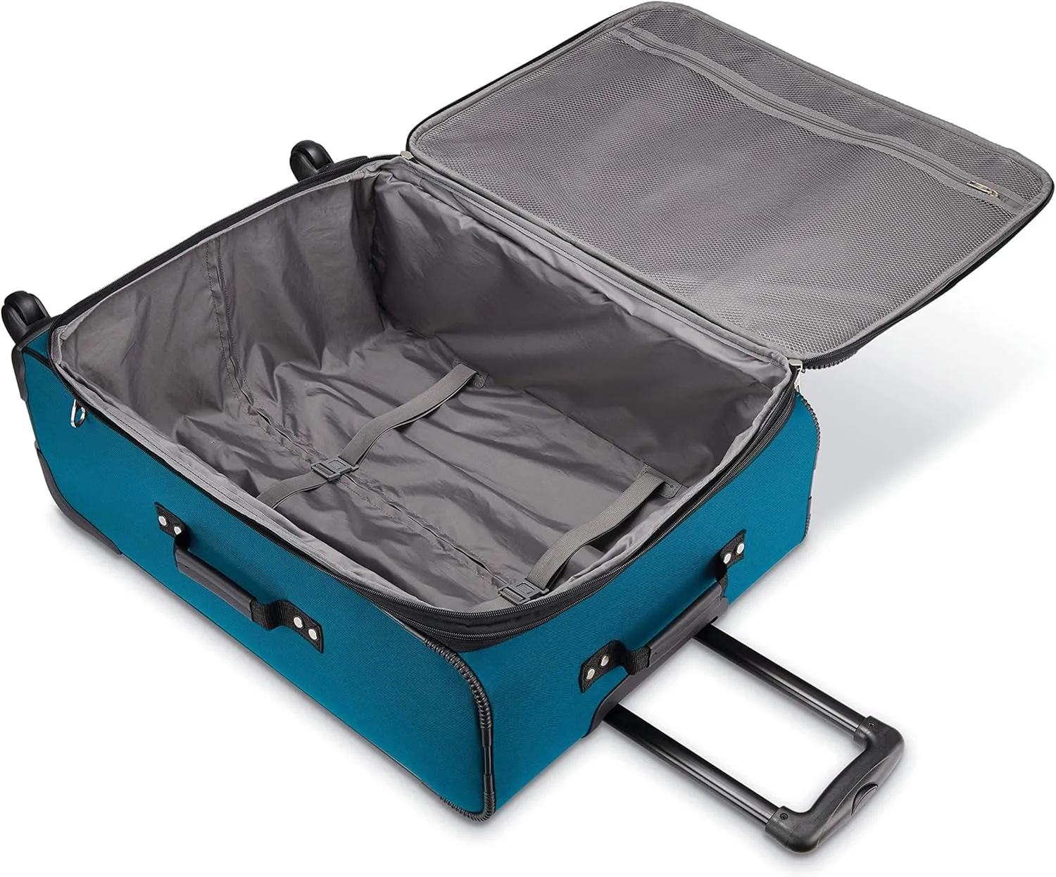 American Tourister Pop Max Softside Luggage with Spinner Wheels, Teal, 3-Piece Set (21/25/29)
