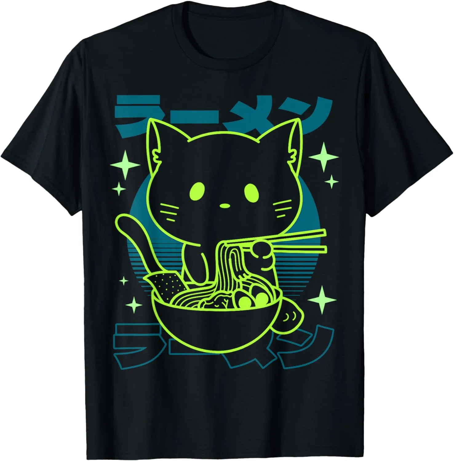 Anime Ramen Cat Japanese Retro Noodles Aesthetic Kawaii Cat T-Shirt