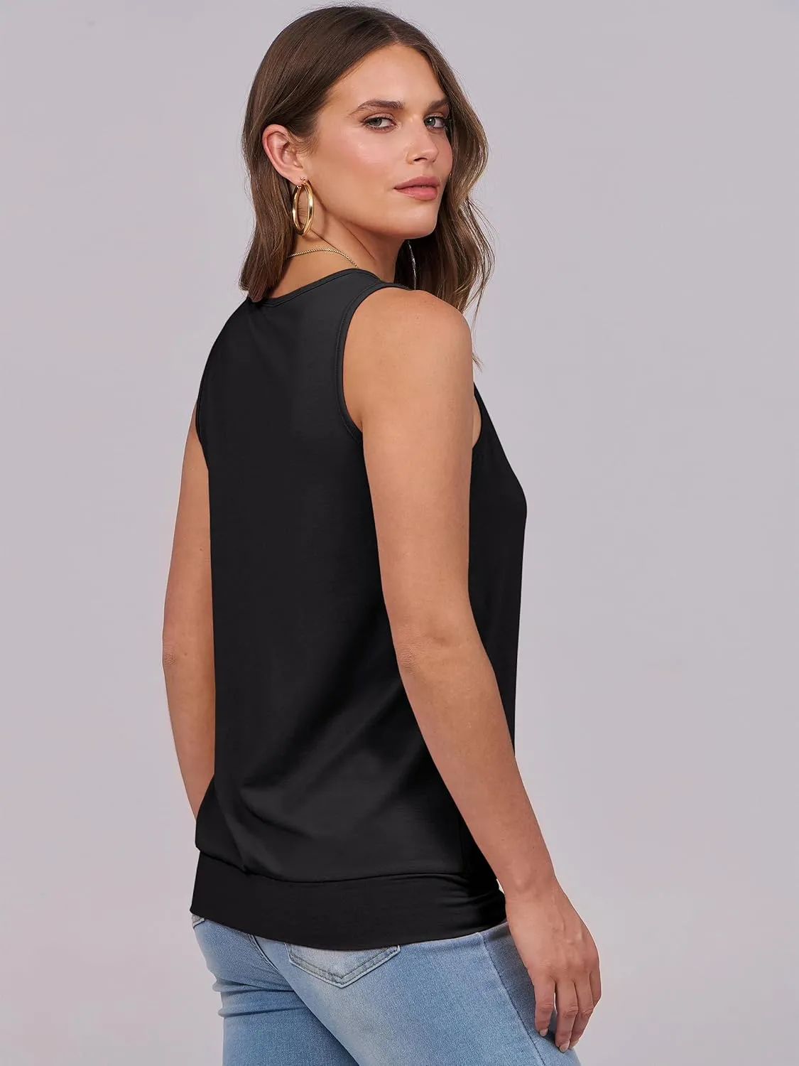 ANRABESS Women Tank Tops Summer V Neck Sleeveless Casual Loose Fit Cute Cami Basic T Shirts Solid Tees 2025 Trendy Outfits
