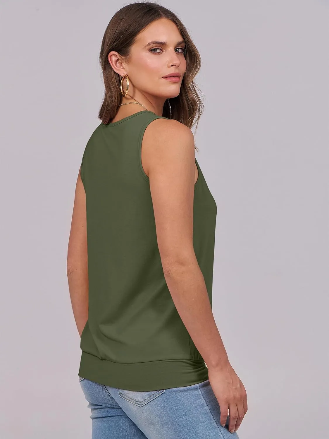 ANRABESS Women Tank Tops Summer V Neck Sleeveless Casual Loose Fit Cute Cami Basic T Shirts Solid Tees 2025 Trendy Outfits