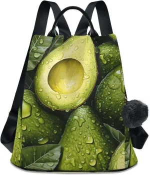 Avocado Fresh Pattern Backpack for Women Anti Theft Large Fashion Travel Shoulder Bag Purse Rucksack Lightweight