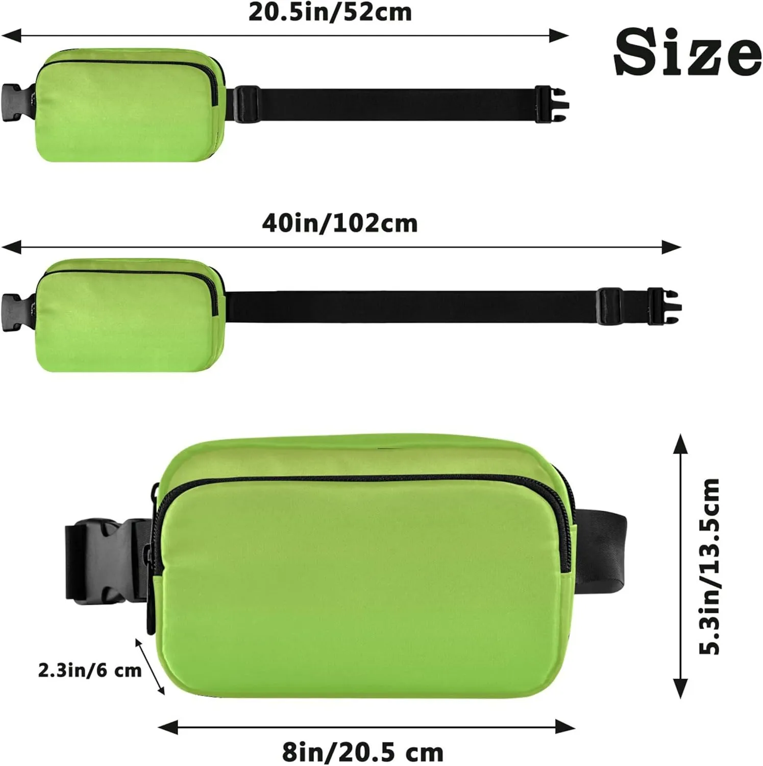 Avocado Green Fresh Leaves Gradient Womens Fanny Pack Waterproof Belt Bags Hip Pack Bright Colored Travel Waist Pack for Men