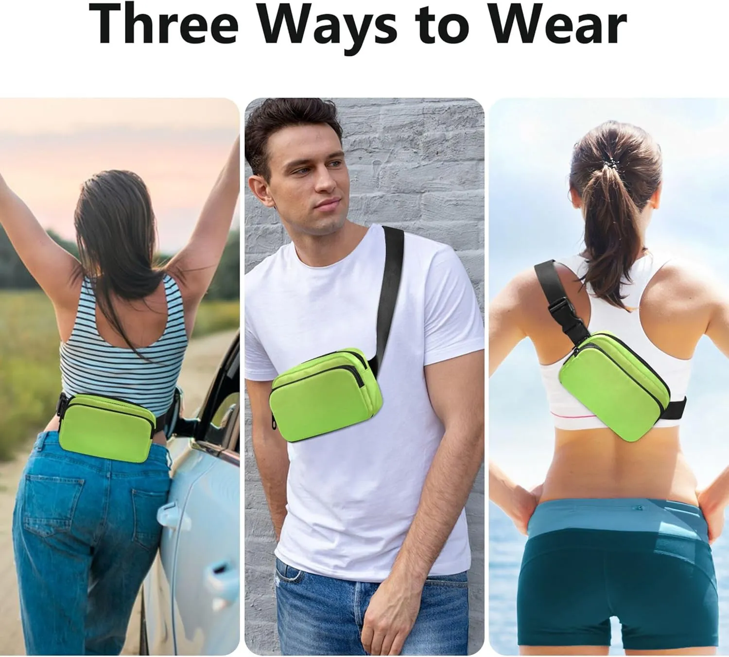 Avocado Green Fresh Leaves Gradient Womens Fanny Pack Waterproof Belt Bags Hip Pack Bright Colored Travel Waist Pack for Men