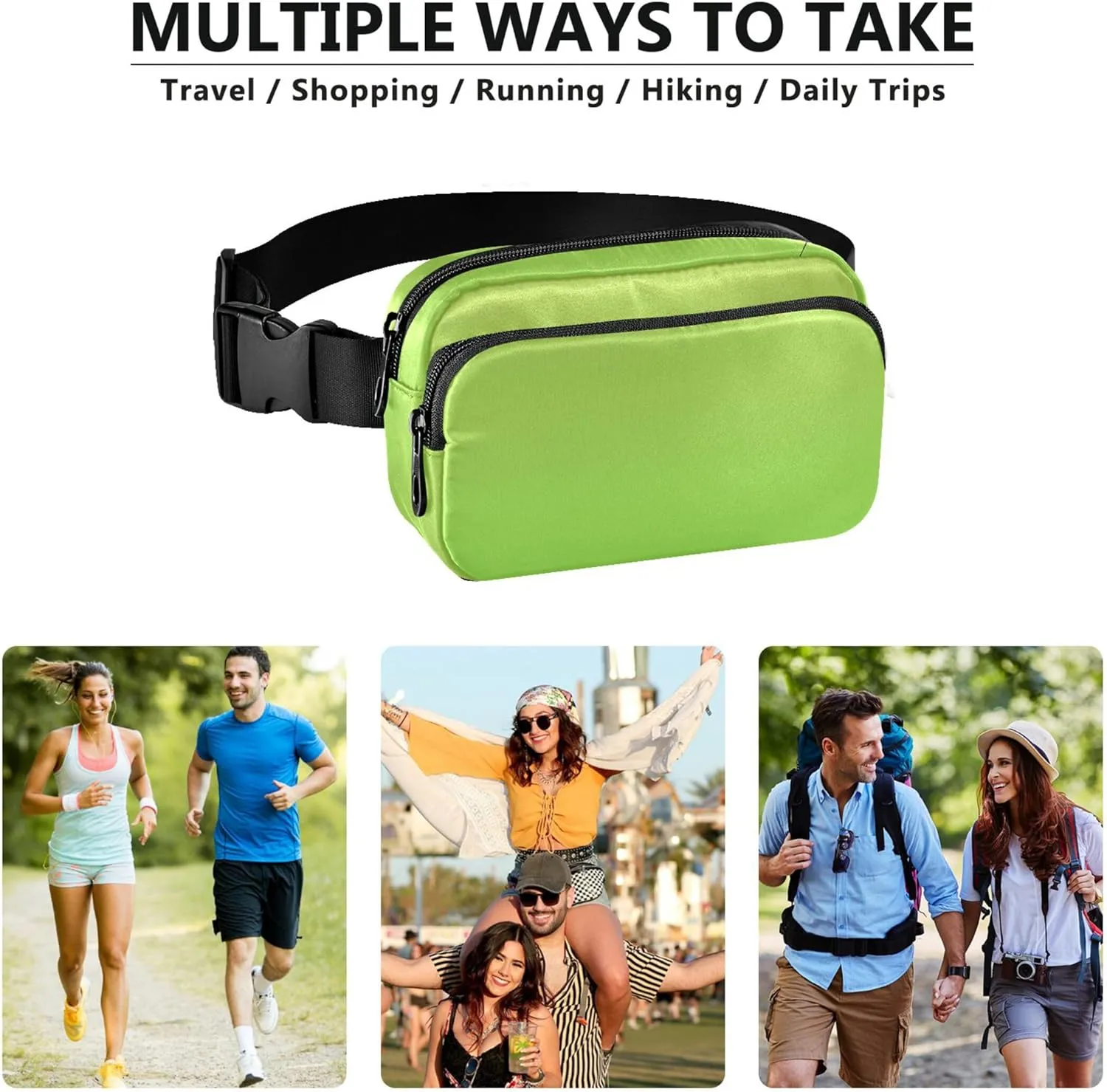 Avocado Green Fresh Leaves Gradient Womens Fanny Pack Waterproof Belt Bags Hip Pack Bright Colored Travel Waist Pack for Men
