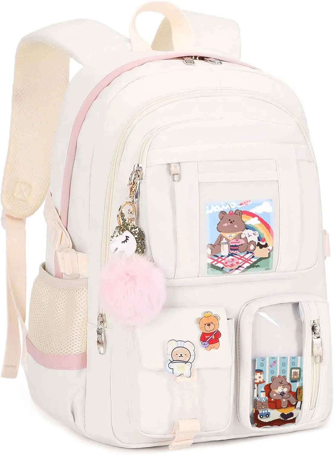 Backpacks for Girls,Laptop Backpack 15.6 Inch School Bag Cute College Large Bookbags Travel for Teens Women Students Anti Theft Daypack(Beige)