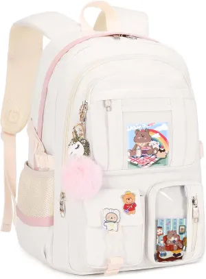 Backpacks for Girls,Laptop Backpack 15.6 Inch School Bag Cute College Large Bookbags Travel for Teens Women Students Anti Theft Daypack(Beige)