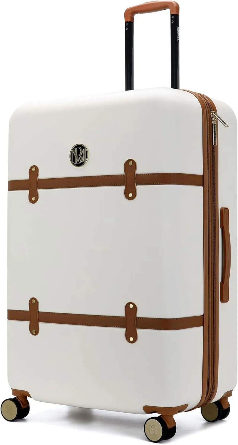 Badgley Mischka Grace 25-Inch Expandable Retro Checked Suitcase (Retro White)