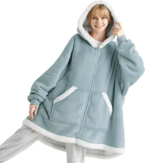 Bedsure Blanket Hoodie - Wearable Blankets for Women with Zipper as Gifts for Mom & Girlfriend, Cozy Men Sherpa Hoodie Jacket