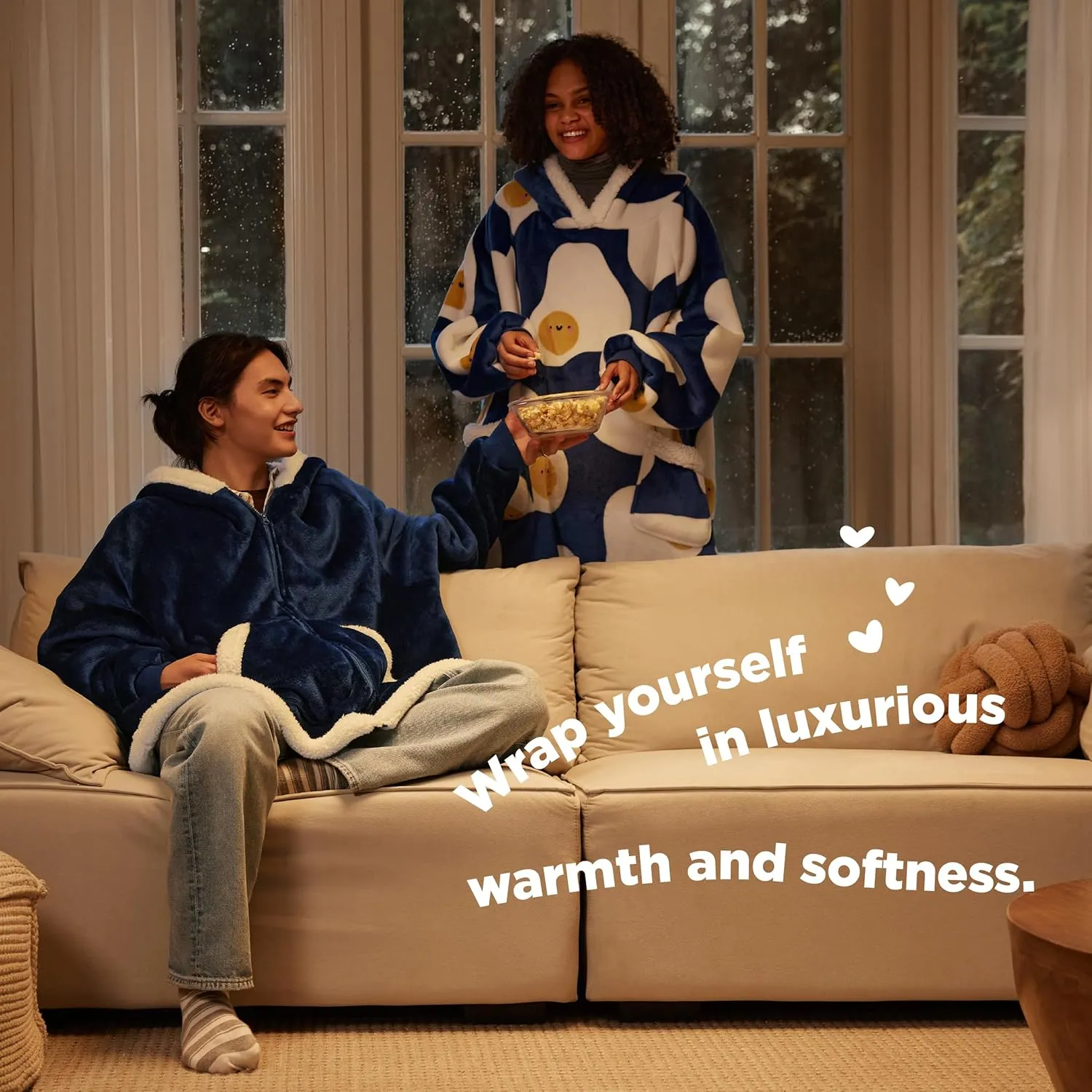 Bedsure Blanket Hoodie - Wearable Blankets for Women with Zipper as Gifts for Mom & Girlfriend, Cozy Men Sherpa Hoodie Jacket