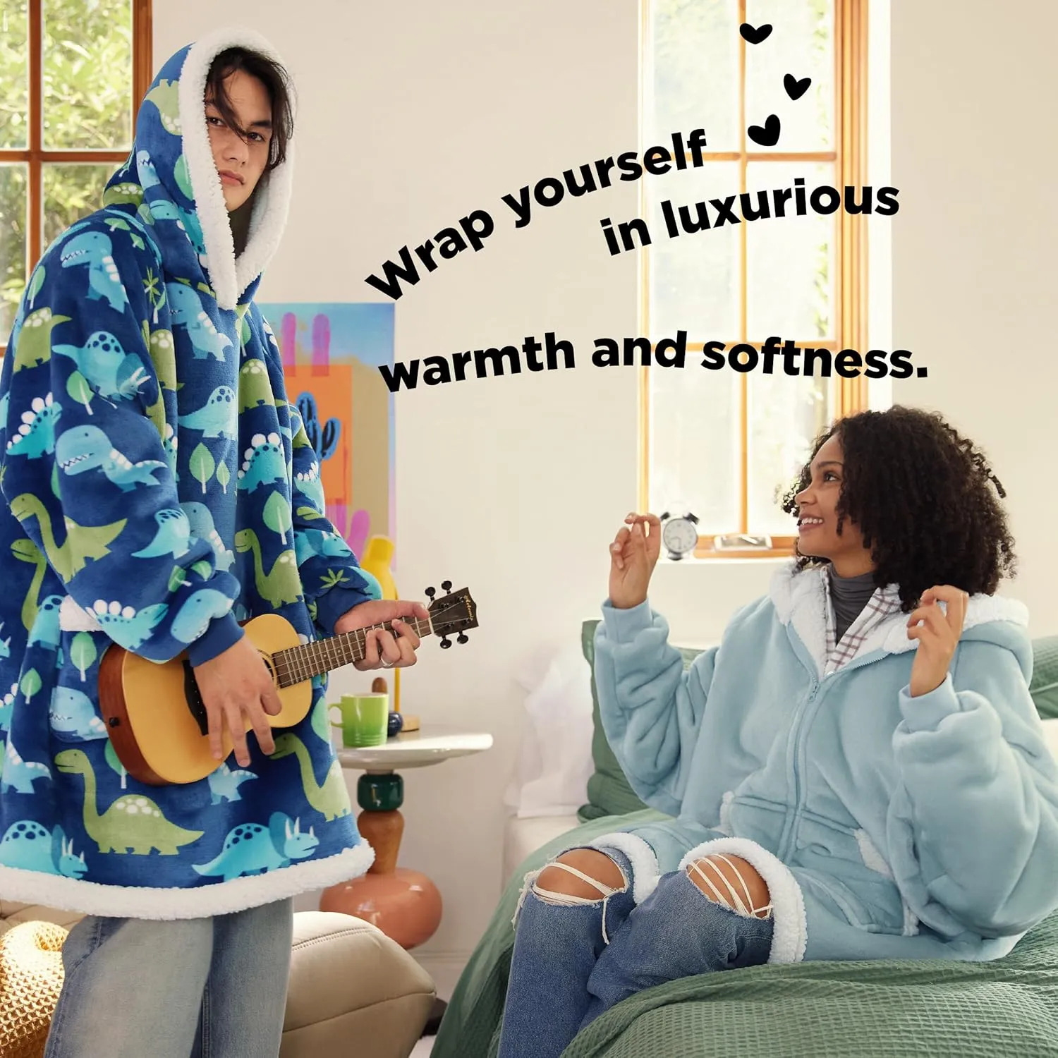 Bedsure Blanket Hoodie - Wearable Blankets for Women with Zipper as Gifts for Mom & Girlfriend, Cozy Men Sherpa Hoodie Jacket