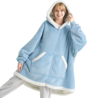 Bedsure Blanket Hoodie - Wearable Blankets for Women with Zipper as Gifts for Mom & Girlfriend, Cozy Men Sherpa Hoodie Jacket
