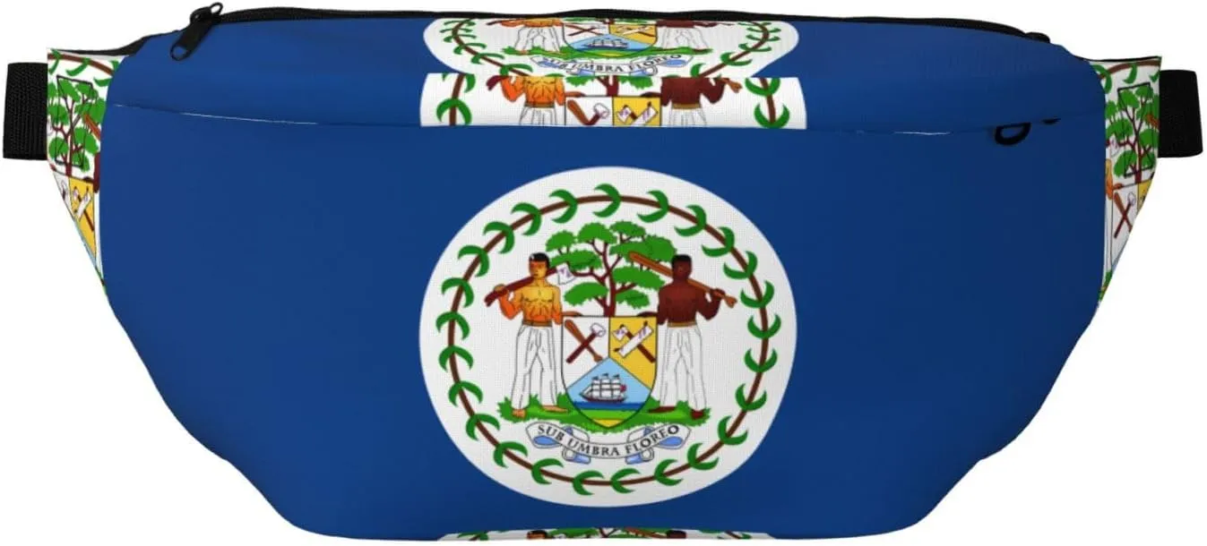 Belize Flag Stylish Crossbody Waist Pack - Versatile And Compact Travel Pouch For Hands-Free Storage, Black, PBYB-12185A