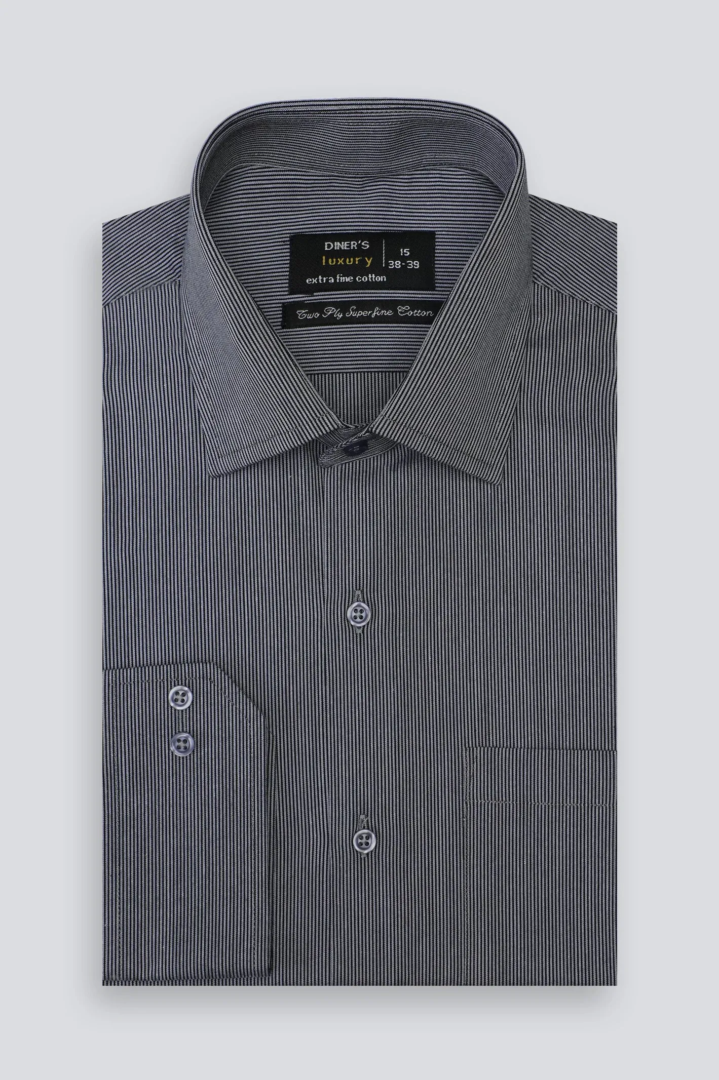 Black Hairline Stripe Formal Shirt