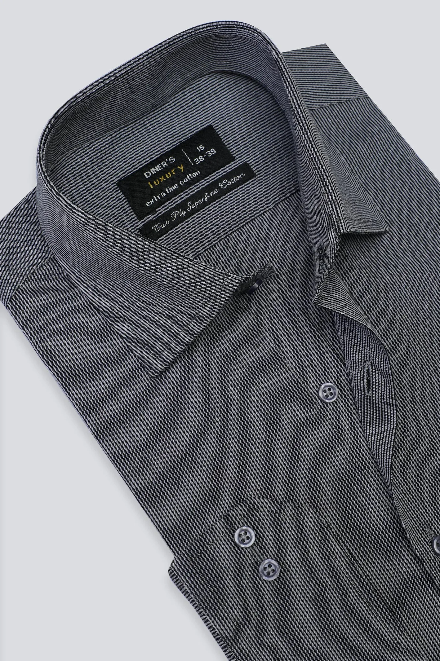 Black Hairline Stripe Formal Shirt