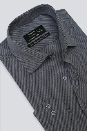 Black Hairline Stripe Formal Shirt
