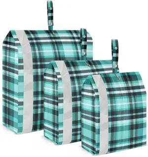 Black Teal Plaid Packing Cubes for Travel 3 Set Travel Organizer Luggage Organizers for Easy Packing