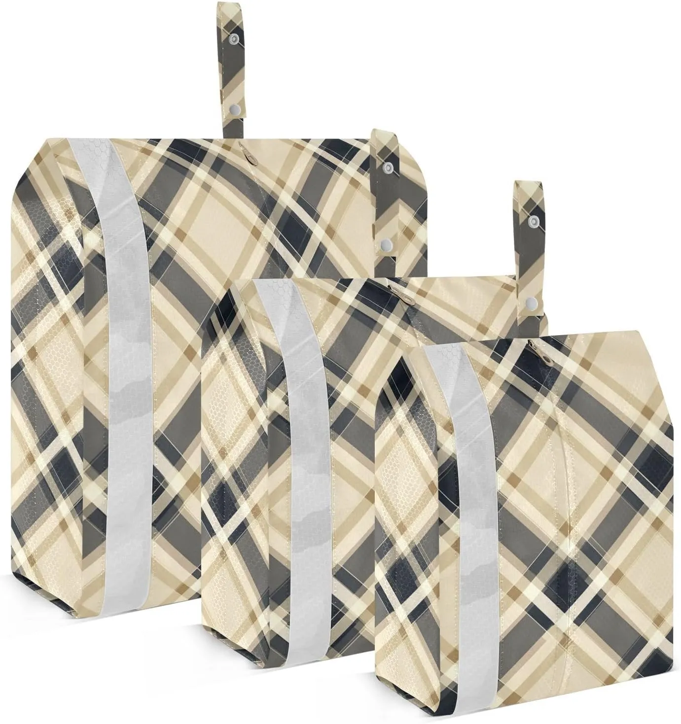 Black Yellow Plaid Packing Cubes for Travel 3 Set Luggage Packing Cubes Luggage Bags for Easy Packing