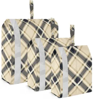 Black Yellow Plaid Packing Cubes for Travel 3 Set Luggage Packing Cubes Luggage Bags for Easy Packing